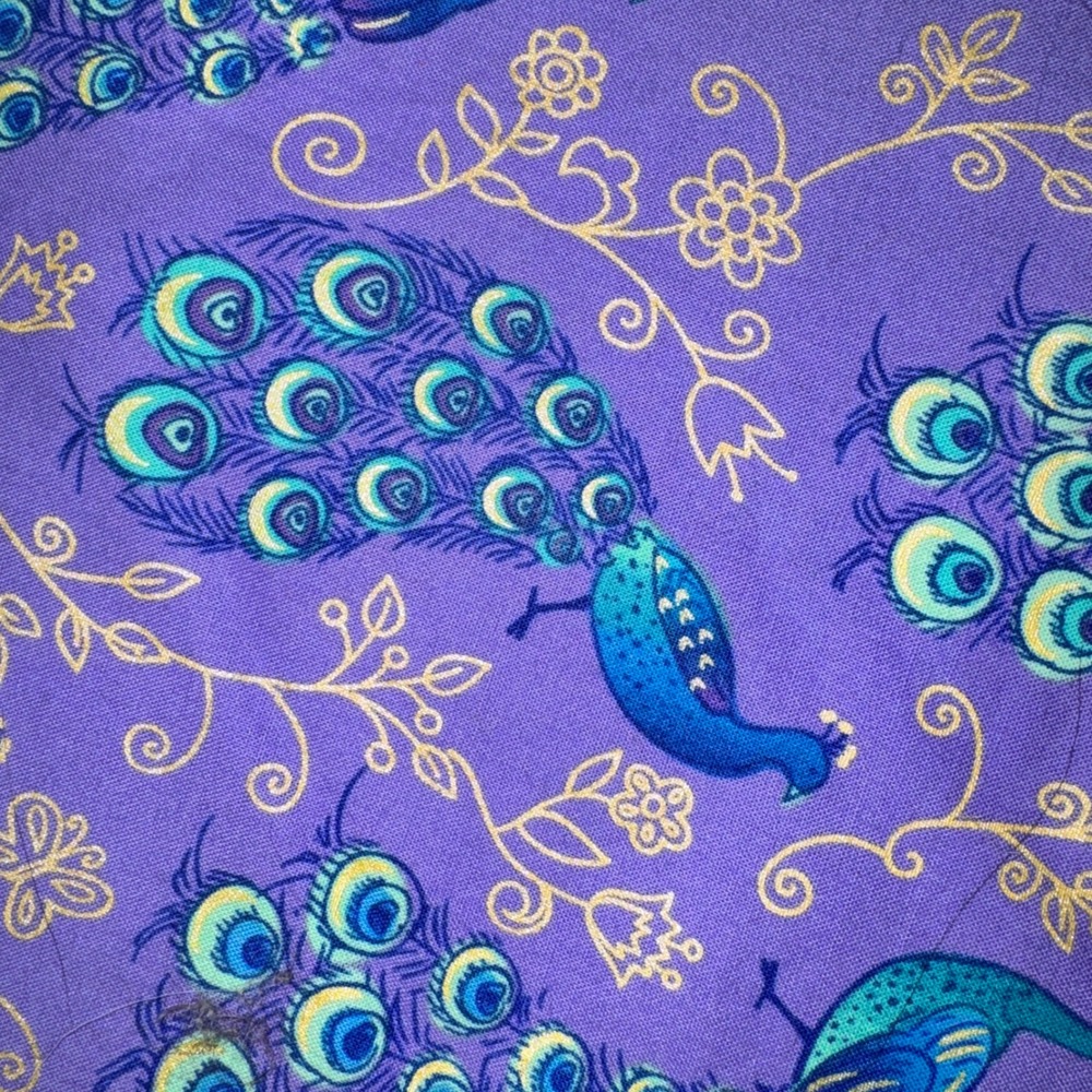 Timeless Treasures Peacock Metallic Fabric Purple Teal 3.25 Yards CM4083